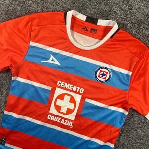 Cruz Azul Pirma Jersey Mens L Orange Blue Liga MX Soccer Cemento Portero